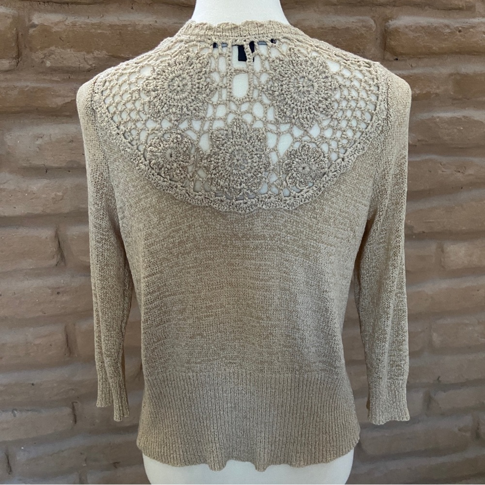 Fever Brand Boho Style Open Scalloped Front and Crocheted Back Cardigan - Size S